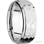8 mm wide Flat Grooved Edges 14K White Gold band
