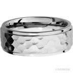 8 mm wide Flat Grooved Edges 14K White Gold band