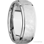 8 mm wide Flat Grooved Edges 14K White Gold band