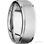 8 mm wide Flat Grooved Edges 14K White Gold band