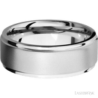 8 mm wide Flat Grooved Edges 14K White Gold band
