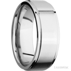 8 mm wide Flat Grooved Edges 14K White Gold band