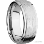 8 mm wide Flat Grooved Edges 14K White Gold band