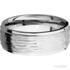 8 mm wide Flat Grooved Edges 14K White Gold band