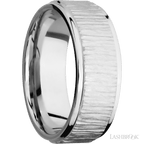8 mm wide Flat Grooved Edges 14K White Gold band