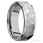 8 mm wide Flat Grooved Edges 14K White Gold band