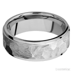 8 mm wide Flat Grooved Edges 14K White Gold band