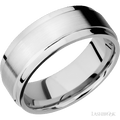 8 mm wide Flat Wide Grooved Edges 14K White Gold band