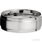 8 mm wide Flat Wide Grooved Edges 14K White Gold band