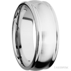8 mm wide Domed Rounded Edges 14K White Gold band