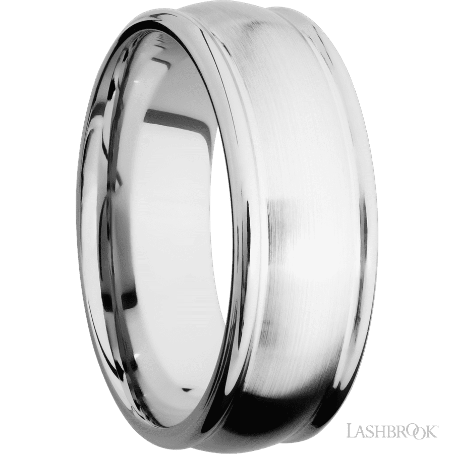 8 mm wide Domed Rounded Edges 14K White Gold band