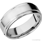 8 mm wide Flat Rounded Edges 14K White Gold band