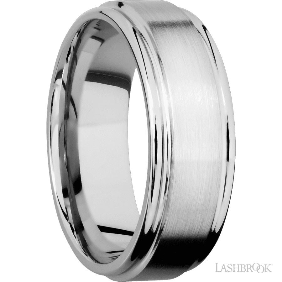 8 mm wide Flat Rounded Edges 14K White Gold band