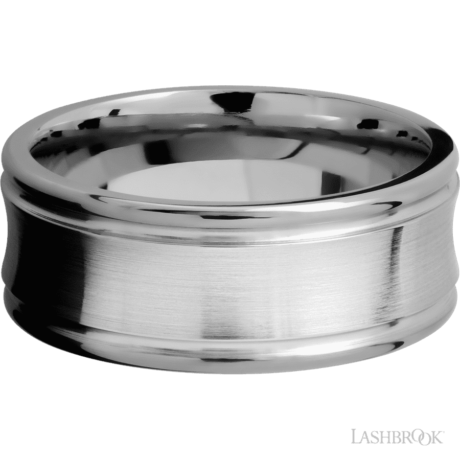 9 mm wide Concaved Center Round Edges 14K White Gold band