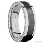 7 mm wide Flat 14K White Gold band w/ Diamond Accent
