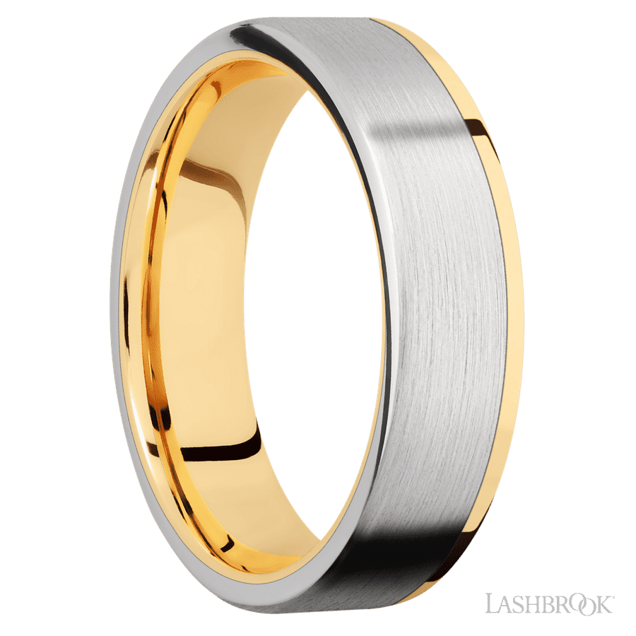 6 mm wide Flat 14K Yellow Gold band