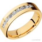 6 mm wide Flat 14K Yellow Gold band w/ Diamond Accent