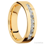 6 mm wide Flat 14K Yellow Gold band w/ Diamond Accent