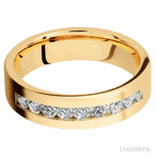 6 mm wide Flat 14K Yellow Gold band w/ Diamond Accent