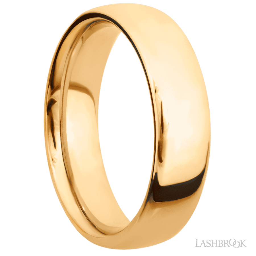 6 mm wide Ultra Comfort (our most comfortable profile) 14K Yellow Gold band
