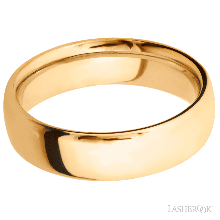 6 mm wide Ultra Comfort (our most comfortable profile) 14K Yellow Gold band