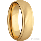 7 mm wide Domed Stepped Down Edges 14K Yellow Gold band
