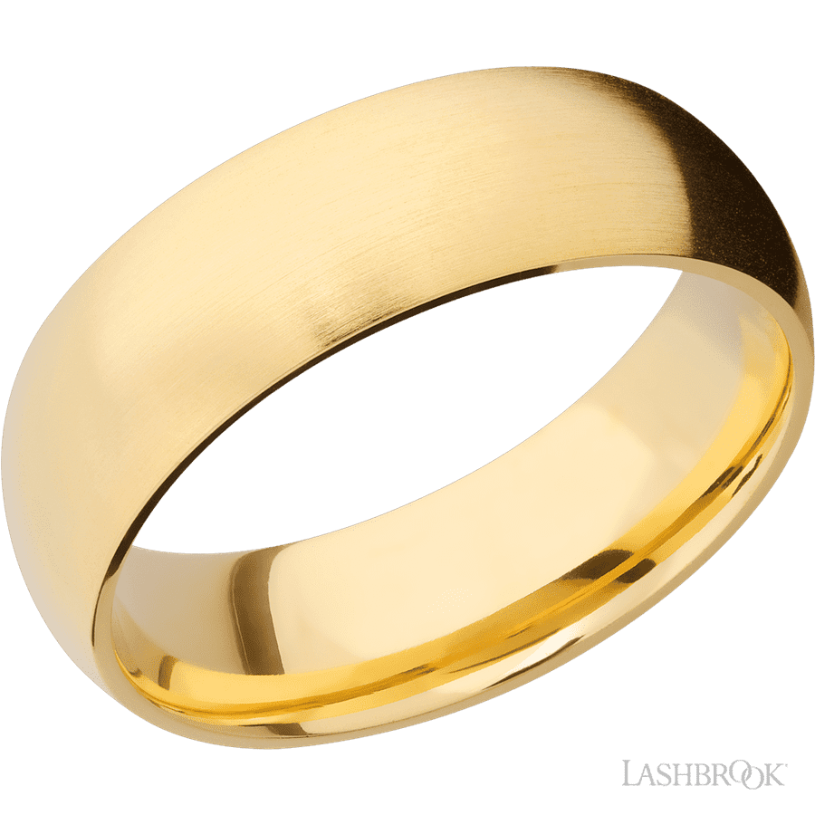 7 mm wide Domed 14K Yellow Gold band