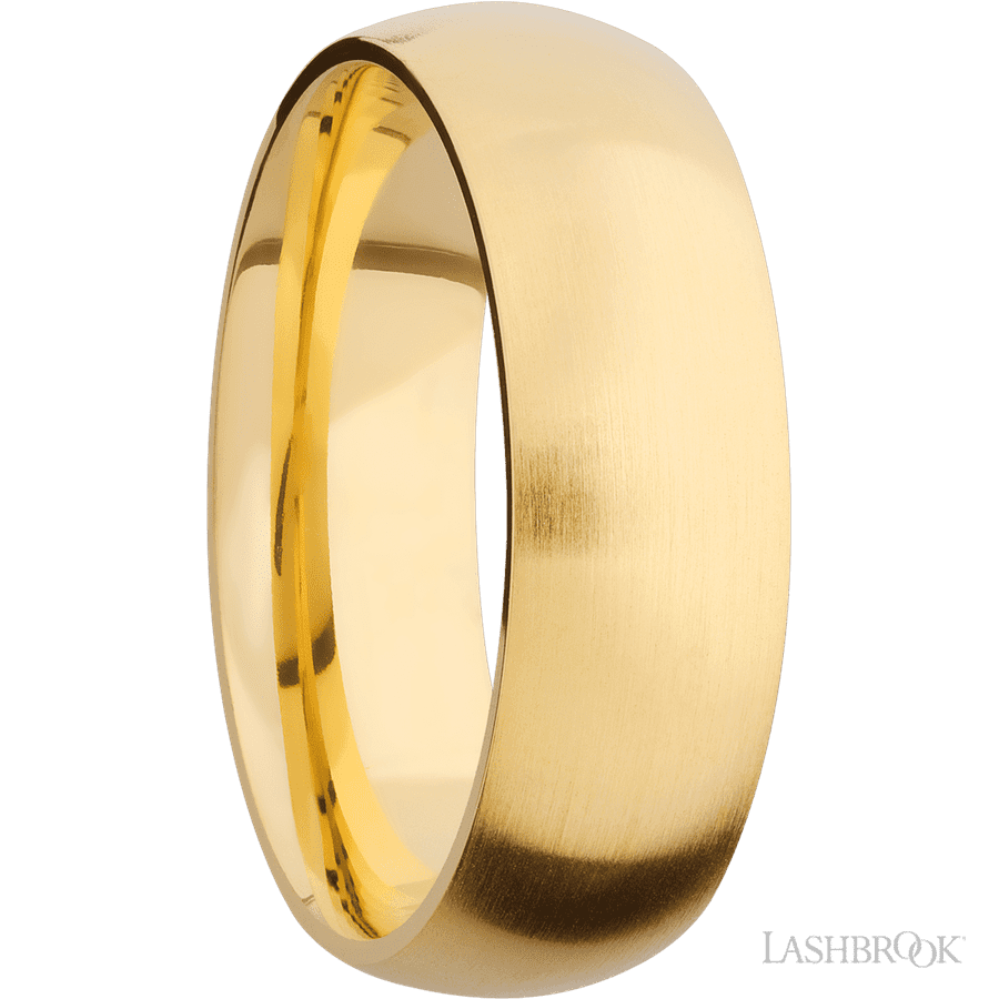 7 mm wide Domed 14K Yellow Gold band
