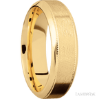 7 mm wide High Bevel Milgrain 14K Yellow Gold band