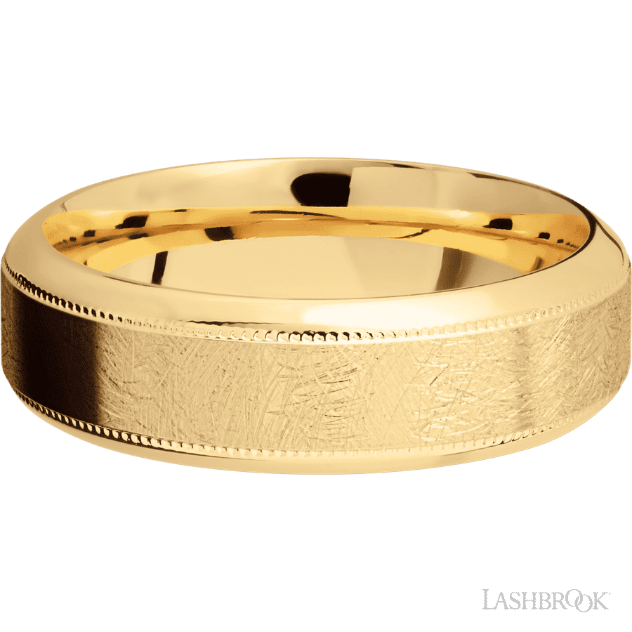 7 mm wide High Bevel Milgrain 14K Yellow Gold band