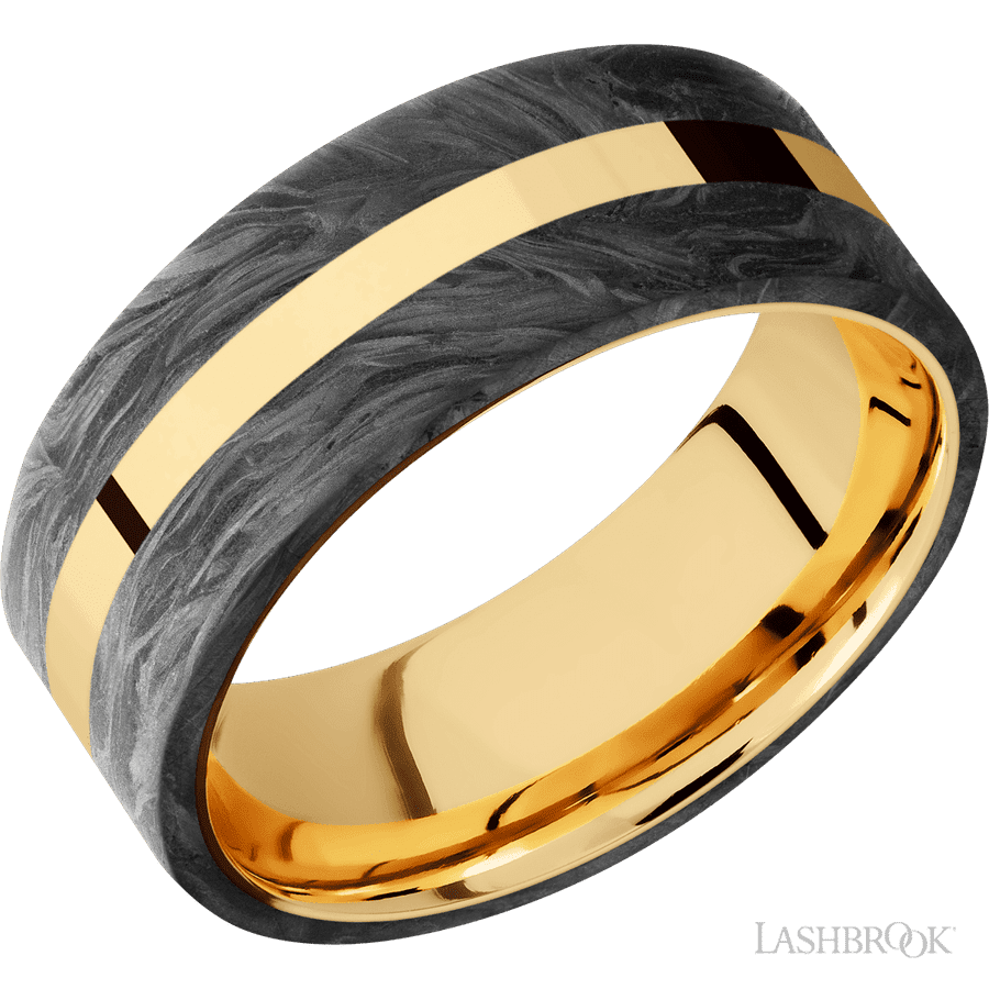 8 mm wide Flat 14K Yellow Gold band