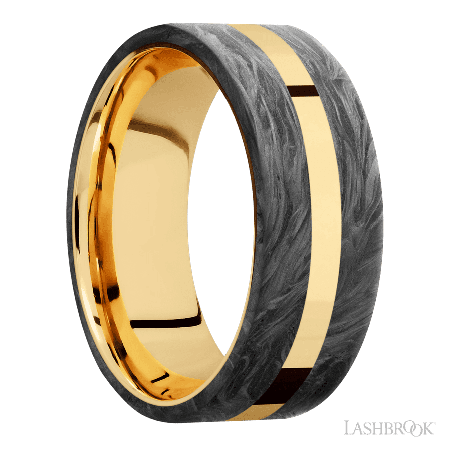 8 mm wide Flat 14K Yellow Gold band
