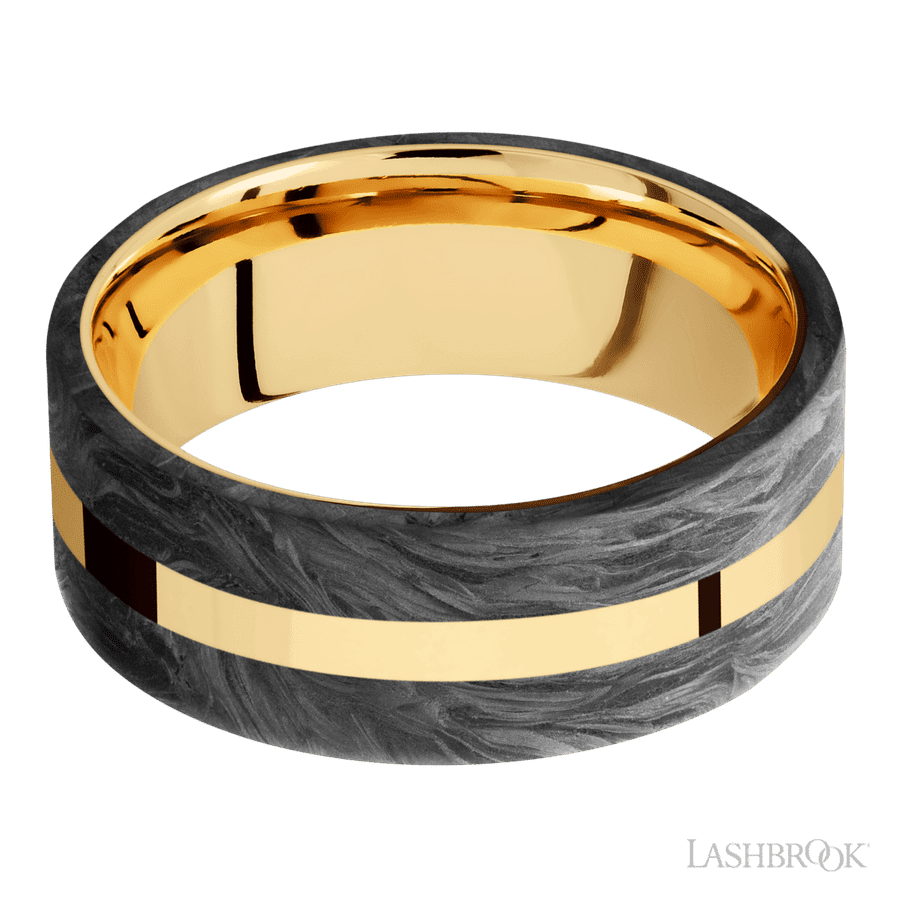 8 mm wide Flat 14K Yellow Gold band