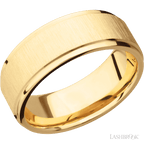 8 mm wide Flat Grooved Edges 14K Yellow Gold band