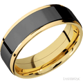 7 mm wide Flat Grooved Edges 14K Yellow Gold band