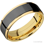 7 mm wide Flat Grooved Edges 14K Yellow Gold band