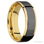 7 mm wide Flat Grooved Edges 14K Yellow Gold band
