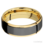 7 mm wide Flat Grooved Edges 14K Yellow Gold band