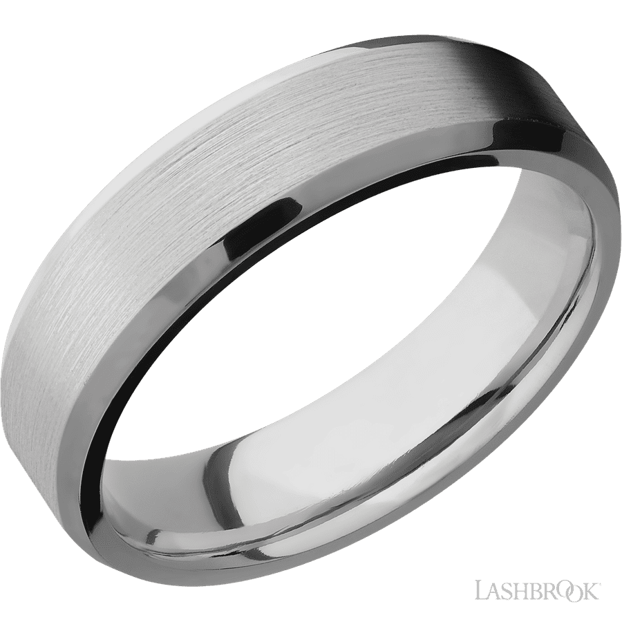 6 mm wide Beveled Titanium band