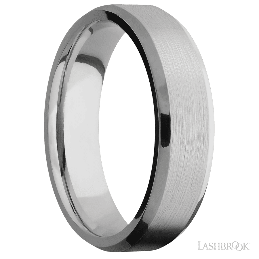 6 mm wide Beveled Titanium band