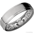 6 mm wide Flat Grooved Edges Titanium band