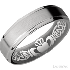 6 mm wide Flat Grooved Edges Titanium band