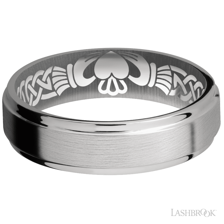 6 mm wide Flat Grooved Edges Titanium band