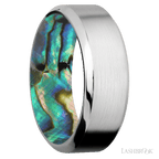 8 mm wide High Bevel Cobalt Chrome band featuring a Abalone sleeve