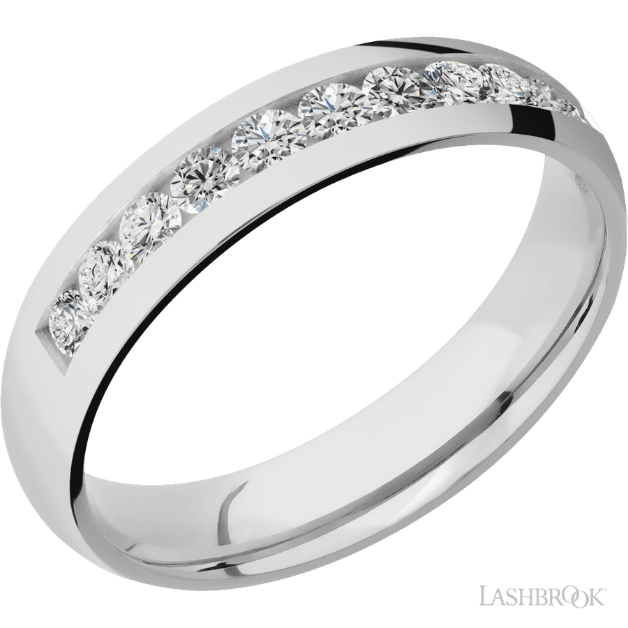 5 mm wide Domed Cobalt Chrome band w/ Diamond Accent
