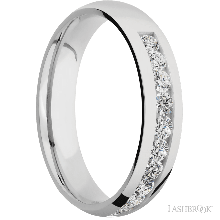 5 mm wide Domed Cobalt Chrome band w/ Diamond Accent