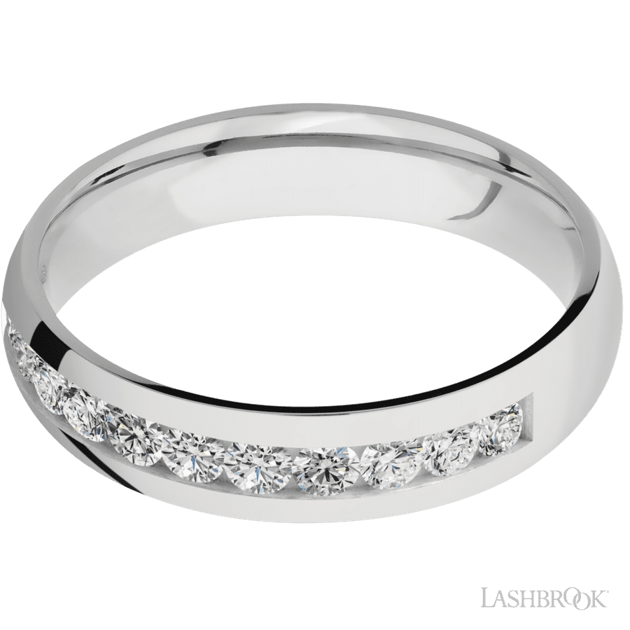 5 mm wide Domed Cobalt Chrome band w/ Diamond Accent