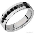 6 mm wide Flat Cobalt Chrome band w/ Black Diamond Accent