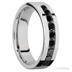 6 mm wide Flat Cobalt Chrome band w/ Black Diamond Accent