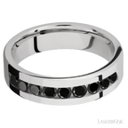 6 mm wide Flat Cobalt Chrome band w/ Black Diamond Accent